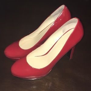Red platform heels